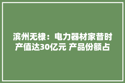 滨州无棣：电力器材家昔时产值达30亿元 产品份额占全国市场四成