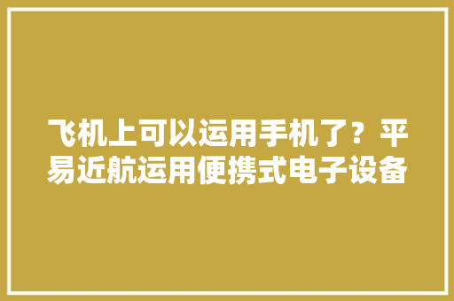飞机上可以运用手机了？平易近航运用便携式电子设备细则出炉
