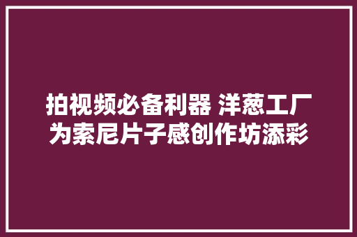 拍视频必备利器 洋葱工厂为索尼片子感创作坊添彩
