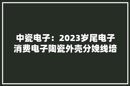 中瓷电子：2023岁尾电子消费电子陶瓷外壳分娩线培植项目落成投产将关注电子产品更新换代趋势加快新产品开拓