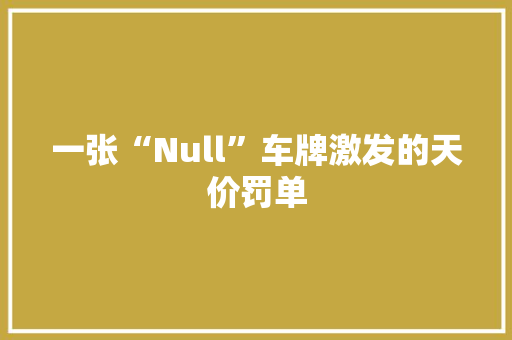 一张“Null”车牌激发的天价罚单 一张“Null”车牌激发的天价罚单 互联通信