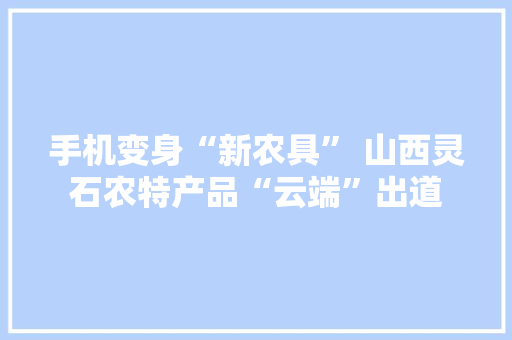 手机变身“新农具” 山西灵石农特产品“云端”出道 手机变身“新农具” 山西灵石农特产品“云端”出道 人工智能
