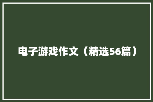 电子游戏作文（精选56篇）