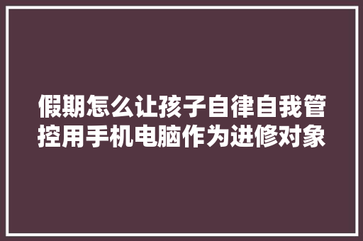 假期怎么让孩子自律自我管控用手机电脑作为进修对象而非玩具