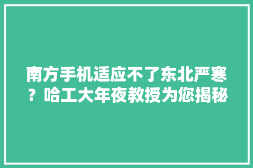 南方手机适应不了东北严寒？哈工大年夜教授为您揭秘！