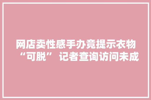 网店卖性感手办竟提示衣物“可脱” 记者查询访问未成年人接触色情“擦边”动漫及其周边问题