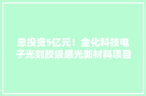 总投资5亿元！金化科技电子光刻胶级感光新材料项目落户常宁