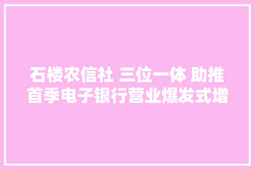 石楼农信社 三位一体 助推首季电子银行营业爆发式增长