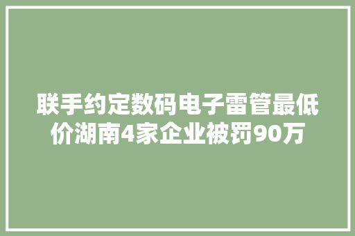 联手约定数码电子雷管最低价湖南4家企业被罚90万