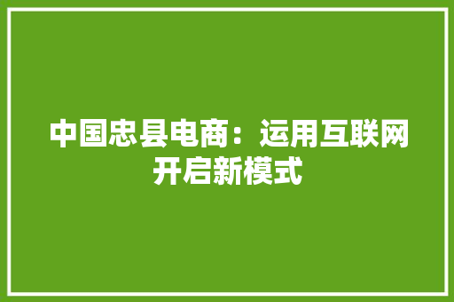 中国忠县电商：运用互联网开启新模式