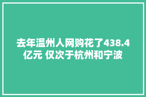 去年温州人网购花了438.4亿元 仅次于杭州和宁波