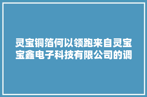 灵宝铜箔何以领跑来自灵宝宝鑫电子科技有限公司的调研申报 灵宝铜箔何以领跑来自灵宝宝鑫电子科技有限公司的调研申报 智能家居