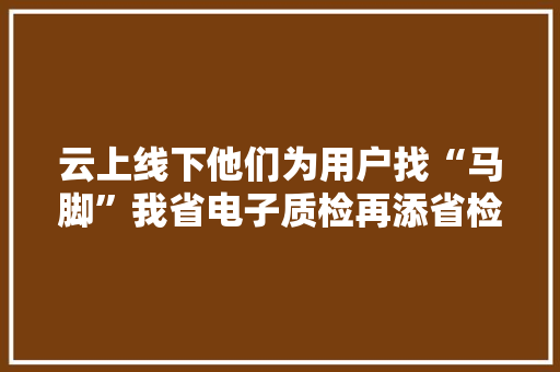 云上线下他们为用户找“马脚”我省电子质检再添省检中央
