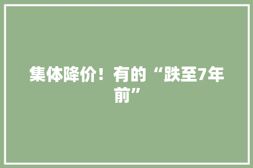 集体降价！有的“跌至7年前”