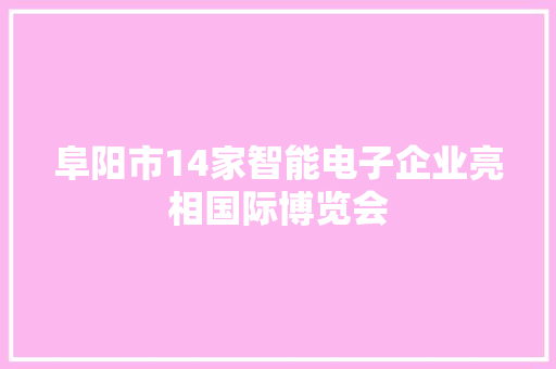阜阳市14家智能电子企业亮相国际博览会