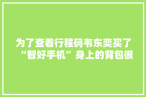 为了查看行程码韦东奕买了“智好手机”身上的背包很吸睛