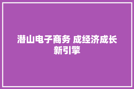 潜山电子商务 成经济成长新引擎 潜山电子商务 成经济成长新引擎 互联通信