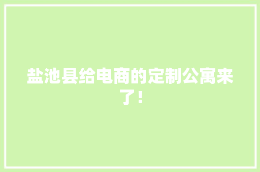 盐池县给电商的定制公寓来了！ 盐池县给电商的定制公寓来了！ 智能科技