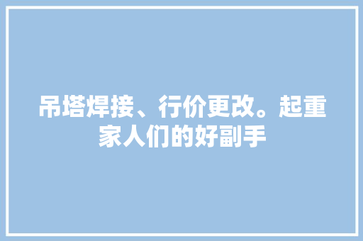 吊塔焊接、行价更改。起重家人们的好副手 吊塔焊接、行价更改。起重家人们的好副手 智能科技