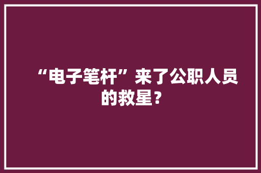 “电子笔杆”来了公职人员的救星？ “电子笔杆”来了公职人员的救星？ 互联通信