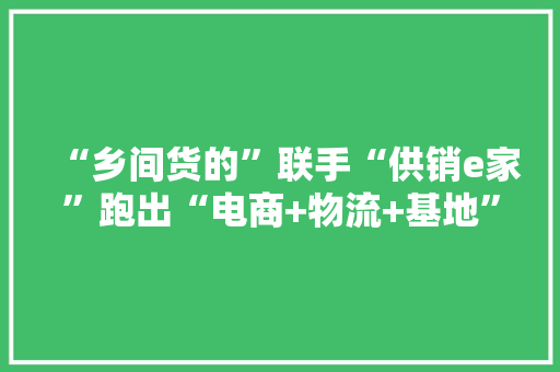 “乡间货的”联手“供销e家”跑出“电商+物流+基地”加速度 “乡间货的”联手“供销e家”跑出“电商+物流+基地”加速度 智能科技