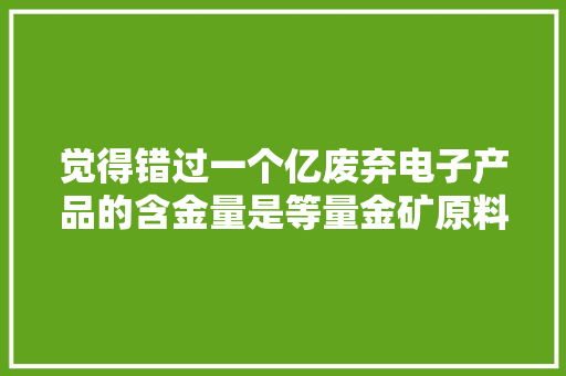 觉得错过一个亿废弃电子产品的含金量是等量金矿原料的80倍！