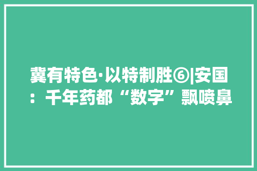 冀有特色·以特制胜⑥|安国：千年药都“数字”飘喷鼻香 冀有特色·以特制胜⑥|安国：千年药都“数字”飘喷鼻香 智能科技
