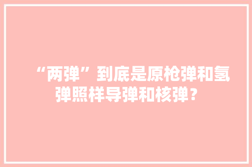 “两弹”到底是原枪弹和氢弹照样导弹和核弹？ “两弹”到底是原枪弹和氢弹照样导弹和核弹？ 智能科技