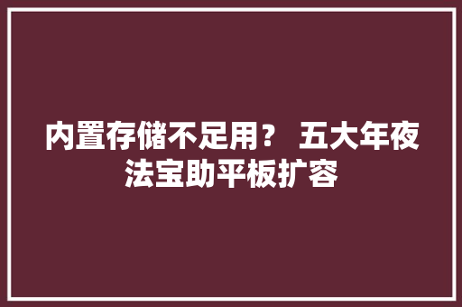 内置存储不足用？ 五大年夜法宝助平板扩容