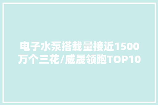 电子水泵搭载量接近1500万个三花/威晟领跑TOP10供应商 电子水泵搭载量接近1500万个三花/威晟领跑TOP10供应商 智能家居