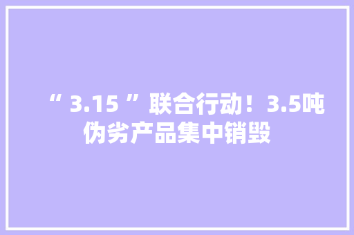 “ 3.15 ”联合行动！3.5吨伪劣产品集中销毁