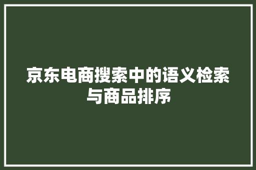 京东电商搜索中的语义检索与商品排序