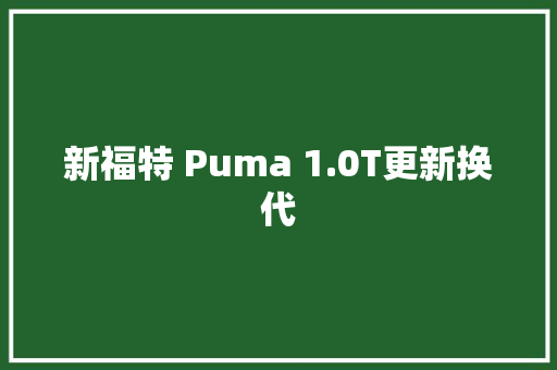 新福特 Puma 1.0T更新换代
