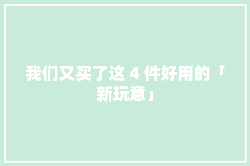 我们又买了这 4 件好用的「新玩意」 我们又买了这 4 件好用的「新玩意」 智能科技