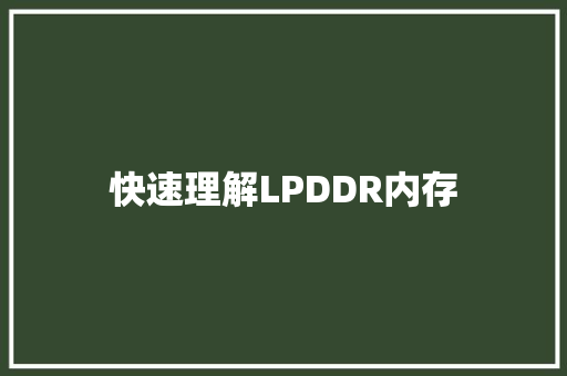 快速理解LPDDR内存