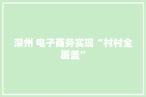 深州 电子商务实现“村村全覆盖”