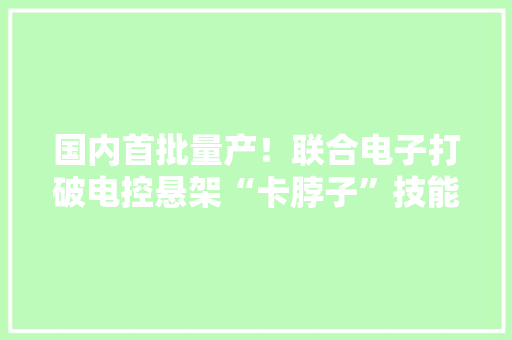 国内首批量产！联合电子打破电控悬架“卡脖子”技能