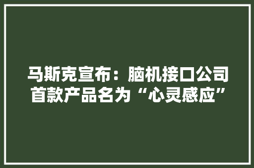 马斯克宣布：脑机接口公司首款产品名为“心灵感应”