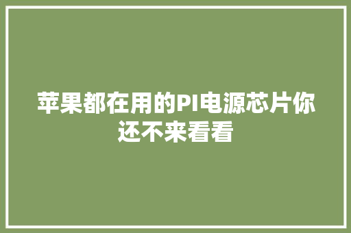 苹果都在用的PI电源芯片你还不来看看