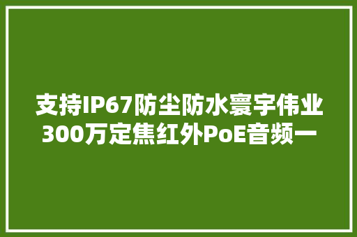 支持IP67防尘防水寰宇伟业300万定焦红外PoE音频一体机拆解