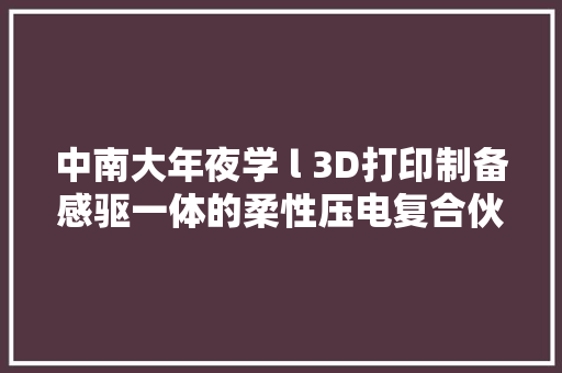 中南大年夜学 l 3D打印制备感驱一体的柔性压电复合伙料为微型机械人驱动与关节运动监测开辟新途径