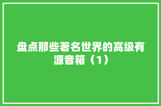 盘点那些著名世界的高级有源音箱（1）
