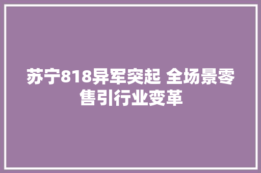苏宁818异军突起 全场景零售引行业变革