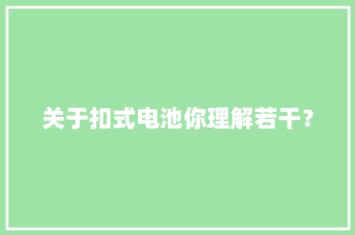关于扣式电池你理解若干？ 关于扣式电池你理解若干？ 人工智能