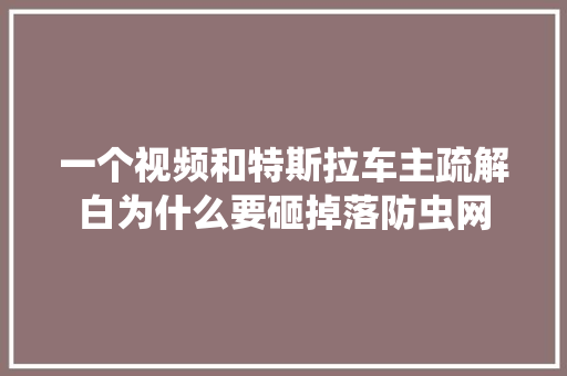 一个视频和特斯拉车主疏解白为什么要砸掉落防虫网
