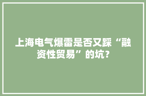 上海电气爆雷是否又踩“融资性贸易”的坑？