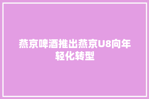 燕京啤酒推出燕京U8向年轻化转型