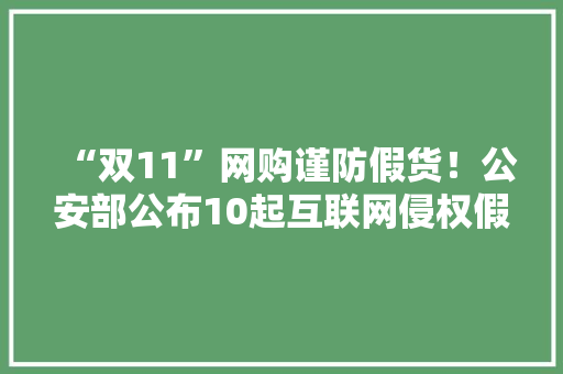 “双11”网购谨防假货！公安部公布10起互联网侵权假装犯罪范例案例