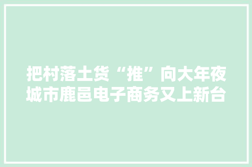 把村落土货“推”向大年夜城市鹿邑电子商务又上新台阶
