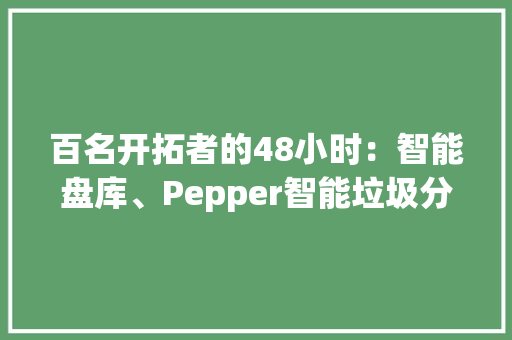 百名开拓者的48小时：智能盘库、Pepper智能垃圾分类和AutoNLP 百名开拓者的48小时：智能盘库、Pepper智能垃圾分类和AutoNLP 智能科技